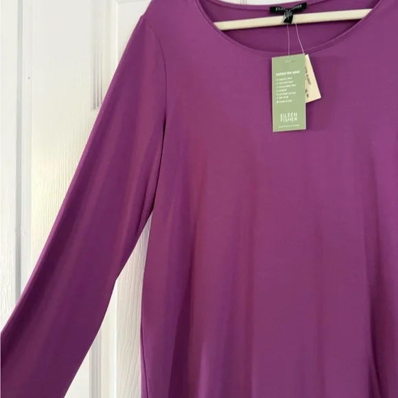 Eileen Fisher Rich Purple Long Sleeve Tee - Picture 4 of 5